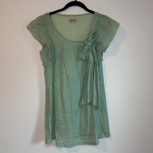 Piko 1988 Green Tunic/Dress with Shimmer Sheen and Bow - Picture 1 of 7